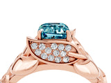 Rose gold Emerald Cut Solitaire Leaf-Inspired Engagement Ring with Prong Setting_4