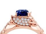 Rose gold Emerald Cut Solitaire Leaf-Inspired Engagement Ring with Prong Setting_4