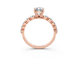 Rose gold Emerald Cut Solitaire Moissanite Ring with Pave Band and Four-Prong Setting_3