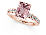 Rose gold Emerald Cut Solitaire Pave Diamond Engagement Ring with Four-Prong Setting_1