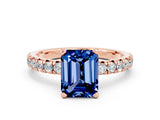 Rose gold Emerald Cut Solitaire Pave Diamond Engagement Ring with Four-Prong Setting_12