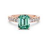 Rose gold Emerald Cut Solitaire Pave Diamond Engagement Ring with Four-Prong Setting_12