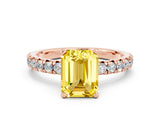 Rose gold Emerald Cut Solitaire Pave Diamond Engagement Ring with Four-Prong Setting_12