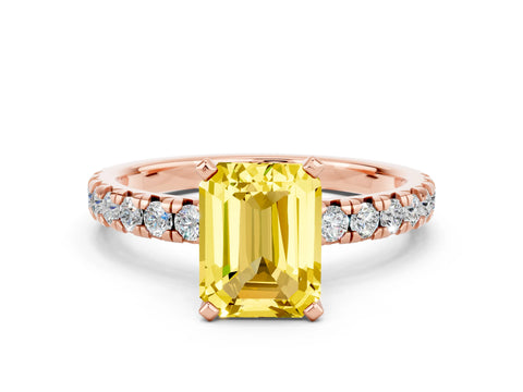 Rose gold Emerald Cut Solitaire Pave Diamond Engagement Ring with Four-Prong Setting_12