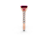 Rose gold Emerald Cut Solitaire Pave Diamond Engagement Ring with Four-Prong Setting_14