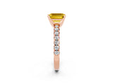 Rose gold Emerald Cut Solitaire Pave Diamond Engagement Ring with Four-Prong Setting_14