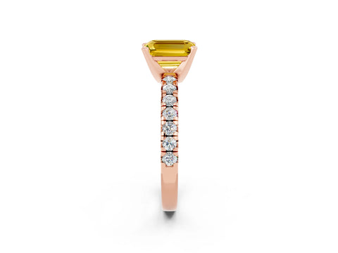 Rose gold Emerald Cut Solitaire Pave Diamond Engagement Ring with Four-Prong Setting_14