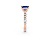 Rose gold Emerald Cut Solitaire Pave Diamond Engagement Ring with Four-Prong Setting_14
