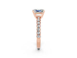 Rose gold Emerald Cut Solitaire Pave Diamond Engagement Ring with Four-Prong Setting_14