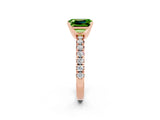 Rose gold Emerald Cut Solitaire Pave Diamond Engagement Ring with Four-Prong Setting_14