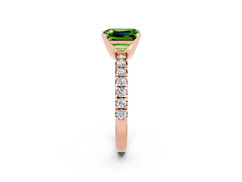 Rose gold Emerald Cut Solitaire Pave Diamond Engagement Ring with Four-Prong Setting_14