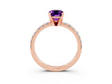 Rose gold Emerald Cut Solitaire Pave Diamond Engagement Ring with Four-Prong Setting_15
