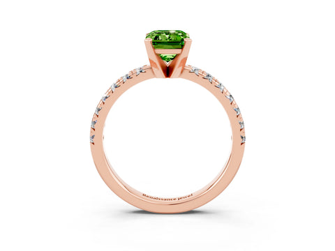 Rose gold Emerald Cut Solitaire Pave Diamond Engagement Ring with Four-Prong Setting_15