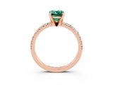 Rose gold Emerald Cut Solitaire Pave Diamond Engagement Ring with Four-Prong Setting_15