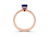 Rose gold Emerald Cut Solitaire Pave Diamond Engagement Ring with Four-Prong Setting_15