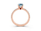 Rose gold Emerald Cut Solitaire Pave Diamond Engagement Ring with Four-Prong Setting_15