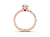 Rose gold Emerald Cut Solitaire Pave Diamond Engagement Ring with Four-Prong Setting_15