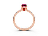 Rose gold Emerald Cut Solitaire Pave Diamond Engagement Ring with Four-Prong Setting_15