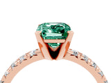 Rose gold Emerald Cut Solitaire Pave Diamond Engagement Ring with Four-Prong Setting_16