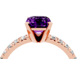 Rose gold Emerald Cut Solitaire Pave Diamond Engagement Ring with Four-Prong Setting_16