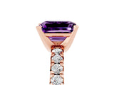 Rose gold Emerald Cut Solitaire Pave Diamond Engagement Ring with Four-Prong Setting_17