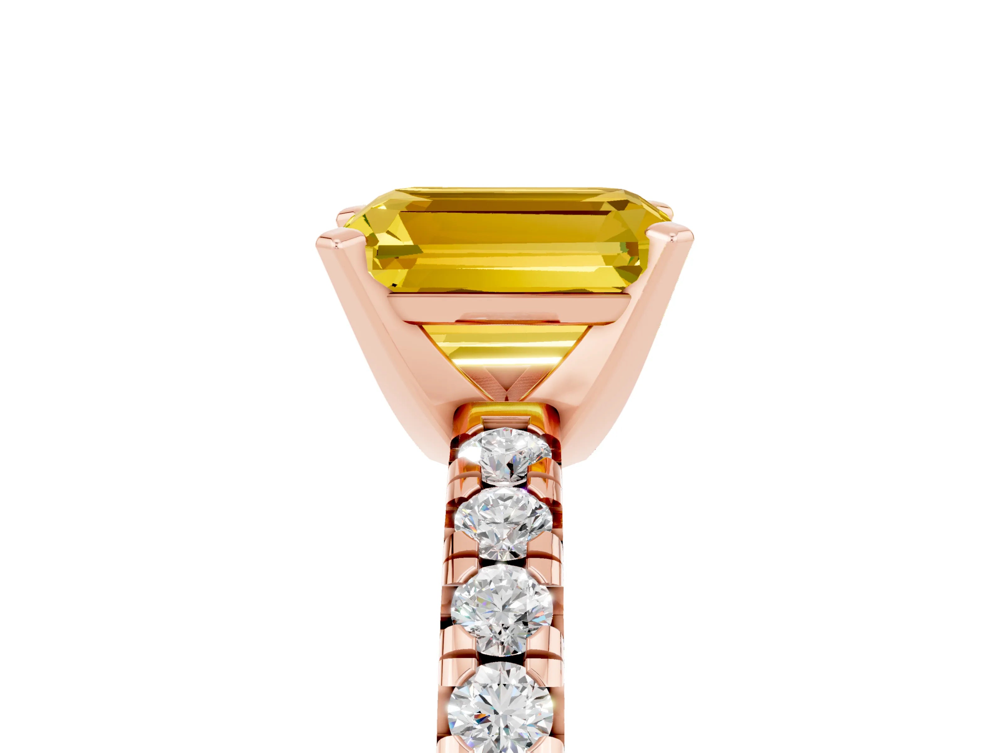 Rose gold Emerald Cut Solitaire Pave Diamond Engagement Ring with Four-Prong Setting_17
