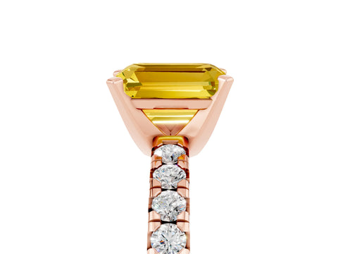 Rose gold Emerald Cut Solitaire Pave Diamond Engagement Ring with Four-Prong Setting_17
