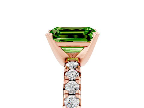Rose gold Emerald Cut Solitaire Pave Diamond Engagement Ring with Four-Prong Setting_17