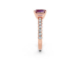 Rose gold Emerald Cut Solitaire Pave Diamond Engagement Ring with Four-Prong Setting_2