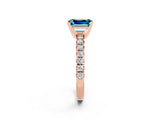Rose gold Emerald Cut Solitaire Pave Diamond Engagement Ring with Four-Prong Setting_2
