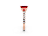 Rose gold Emerald Cut Solitaire Pave Diamond Engagement Ring with Four-Prong Setting_2