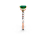 Rose gold Emerald Cut Solitaire Pave Diamond Engagement Ring with Four-Prong Setting_2