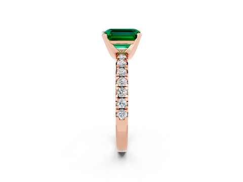 Rose gold Emerald Cut Solitaire Pave Diamond Engagement Ring with Four-Prong Setting_2