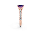 Rose gold Emerald Cut Solitaire Pave Diamond Engagement Ring with Four-Prong Setting_2
