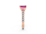 Rose gold Emerald Cut Solitaire Pave Diamond Engagement Ring with Four-Prong Setting_2