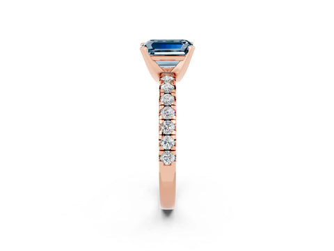 Rose gold Emerald Cut Solitaire Pave Diamond Engagement Ring with Four-Prong Setting_2