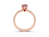 Rose gold Emerald Cut Solitaire Pave Diamond Engagement Ring with Four-Prong Setting_3