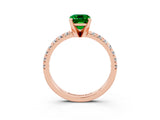 Rose gold Emerald Cut Solitaire Pave Diamond Engagement Ring with Four-Prong Setting_3