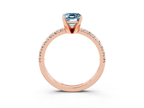 Rose gold Emerald Cut Solitaire Pave Diamond Engagement Ring with Four-Prong Setting_3