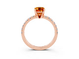 Rose gold Emerald Cut Solitaire Pave Diamond Engagement Ring with Four-Prong Setting_3
