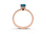 Rose gold Emerald Cut Solitaire Pave Diamond Engagement Ring with Four-Prong Setting_3