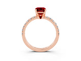 Rose gold Emerald Cut Solitaire Pave Diamond Engagement Ring with Four-Prong Setting_3