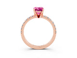 Rose gold Emerald Cut Solitaire Pave Diamond Engagement Ring with Four-Prong Setting_3