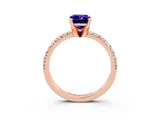 Rose gold Emerald Cut Solitaire Pave Diamond Engagement Ring with Four-Prong Setting_3