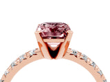 Rose gold Emerald Cut Solitaire Pave Diamond Engagement Ring with Four-Prong Setting_4