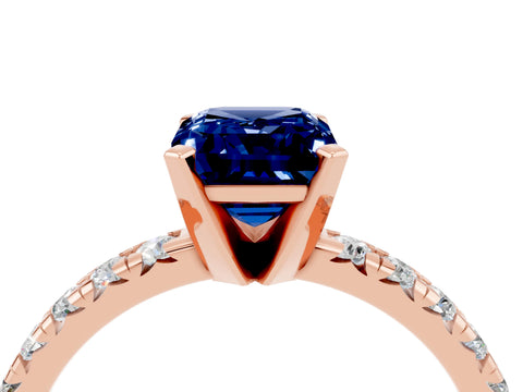 Rose gold Emerald Cut Solitaire Pave Diamond Engagement Ring with Four-Prong Setting_4