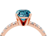 Rose gold Emerald Cut Solitaire Pave Diamond Engagement Ring with Four-Prong Setting_4