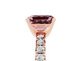 Rose gold Emerald Cut Solitaire Pave Diamond Engagement Ring with Four-Prong Setting_5