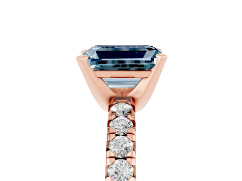 Rose gold Emerald Cut Solitaire Pave Diamond Engagement Ring with Four-Prong Setting_5