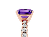 Rose gold Emerald Cut Solitaire Pave Diamond Engagement Ring with Four-Prong Setting_5